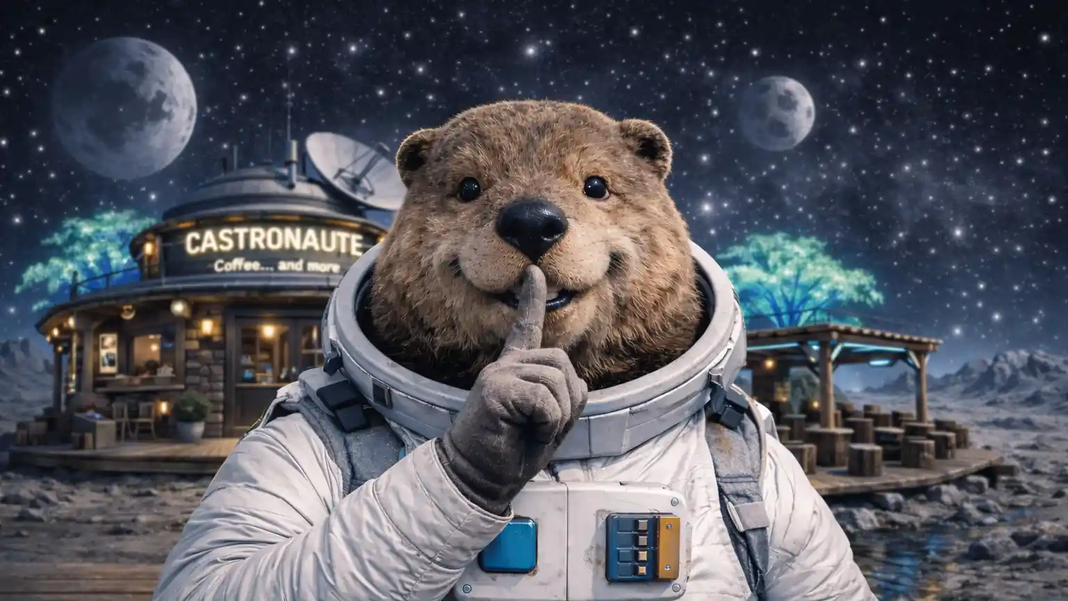 Photo d'un castor qui fait chut du doigt